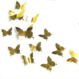 Hot 24pcs Mirror Wall Sticker Decal Butterflies 3D Mirror Wall Art Party Wedding Home Decors Butterfly fridge Wall Decal On Sale