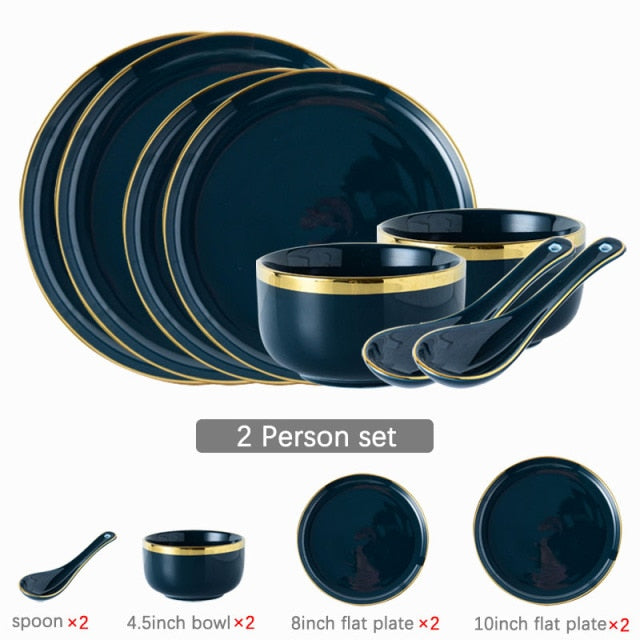 Luxury Blue & Gold Rim Dinner Plates