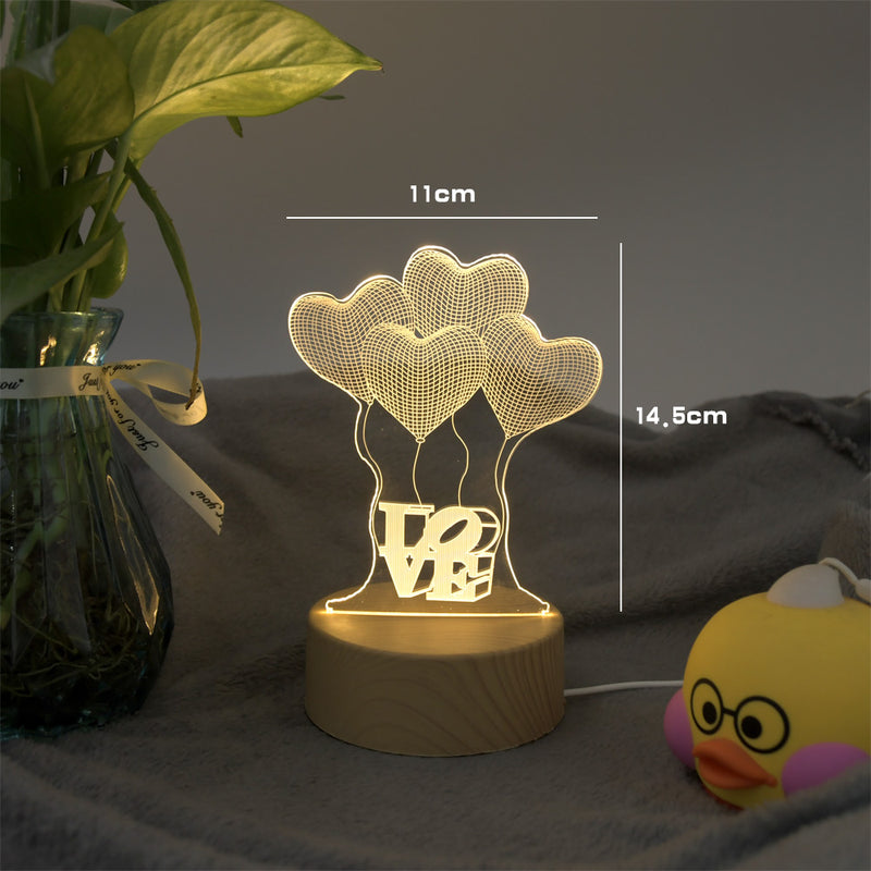 3D LED Lamp Creative Wood grain Night Lights Novelty Illusion Night Lamp 3D Illusion Table Lamp For Home Decorative