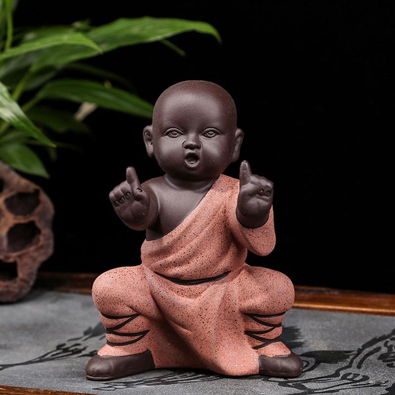 1pc Kung Fu Monk Decor Statue Temple Style Figurines