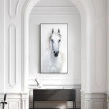 Nordic Style White Horse Canvas White Poster Print Modern Wall Art Pictures