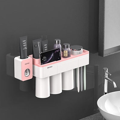 LEDFRE Toothpaste holder suction cup Wall Mounted Toothpaste Squeezer Holder Cleanser Storage Rack Bathroom Accessories Set