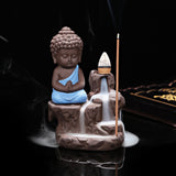 Little Monk Censer Creative Home Decor Small Buddha Incense Holder Backflow Incense Burner Use Home Office 50pcs Incense Cones