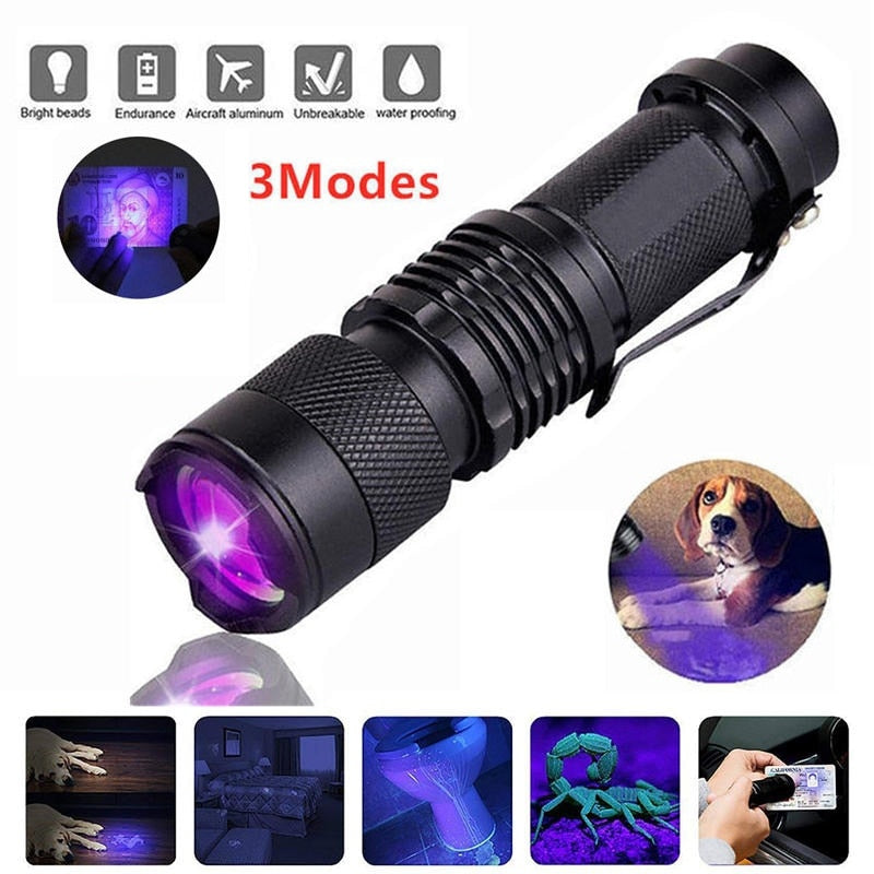 UV LED Mini 395nm Zoomable Flashlight (Pet Urine Detector)