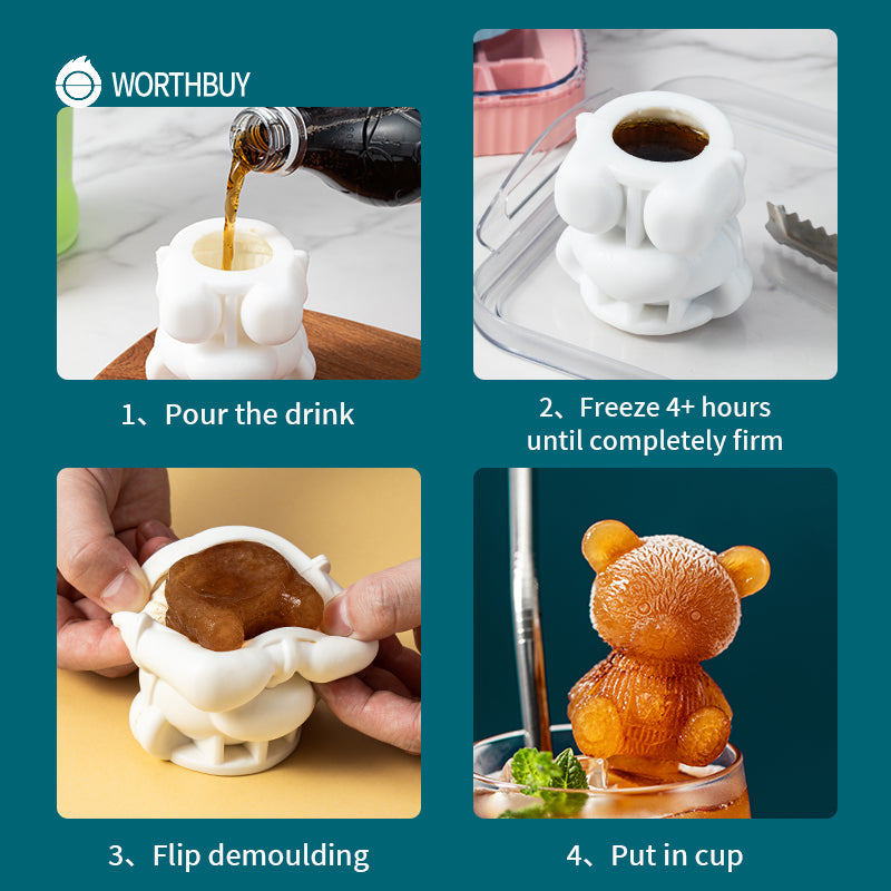 Cute Teddy Bear Ice Cube Maker