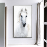 Nordic Style White Horse Canvas White Poster Print Modern Wall Art Pictures