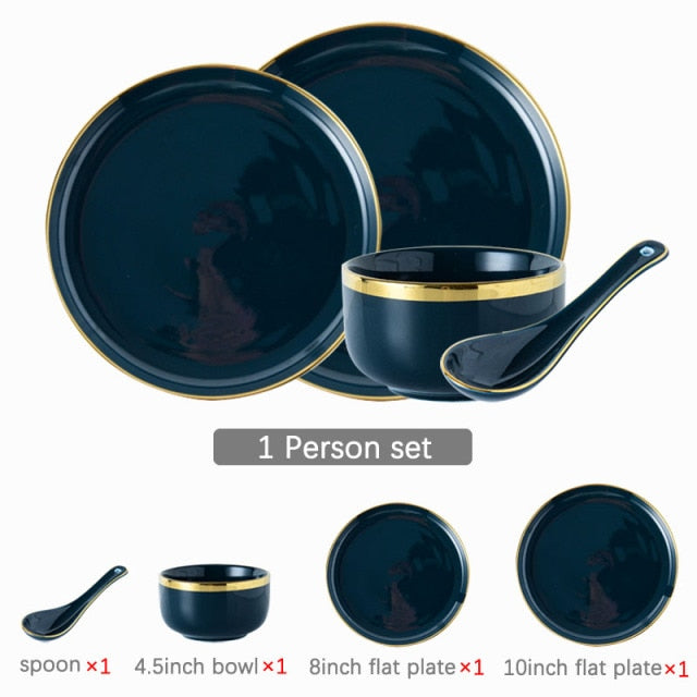 Luxury Blue & Gold Rim Dinner Plates