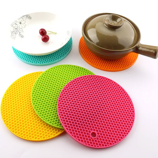 18/14cm Round Heat Resistant Silicone Mat Drink Cup Coasters