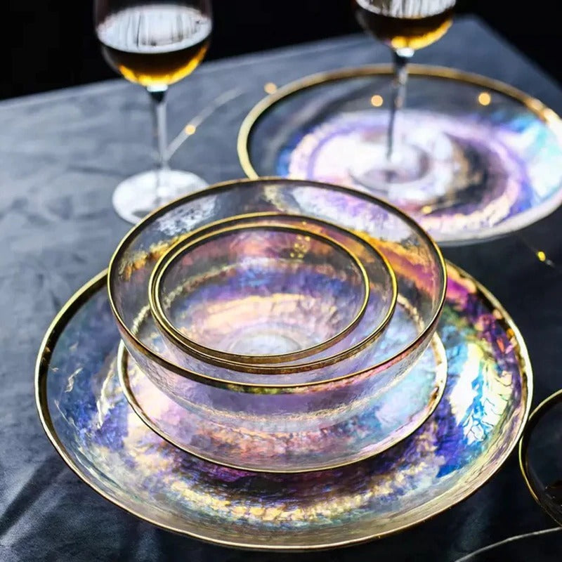 Luxury Rainbow Salad Glass Bowl