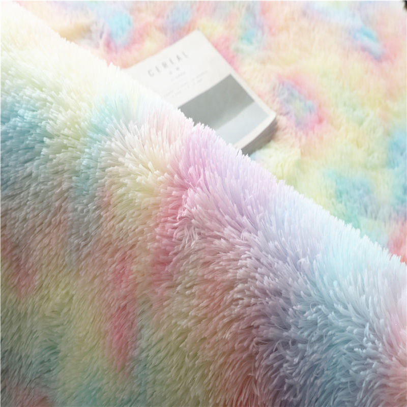 New Colorful Carpets Shaggy Carpet For Living Room Bedside Rugs Rainbow Color Soft Fluffy Plush carpet For Bedroom Home Decor