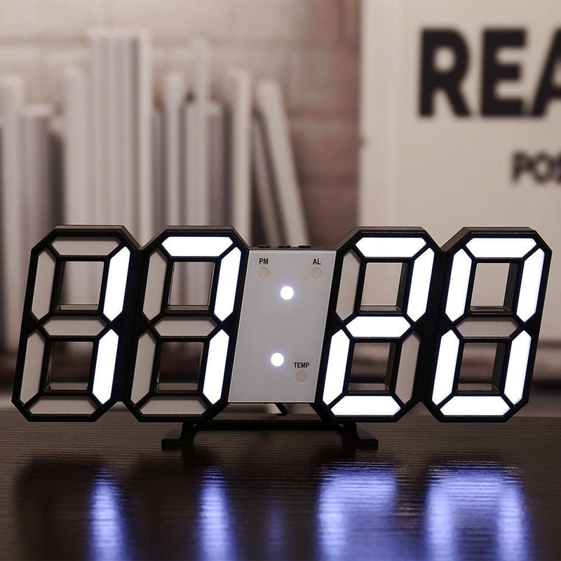 Home Living Room Decoration 3D Large LED Digital Wall Clock Date Time Electronic Display Table Alarm Clock Wall Home Decor