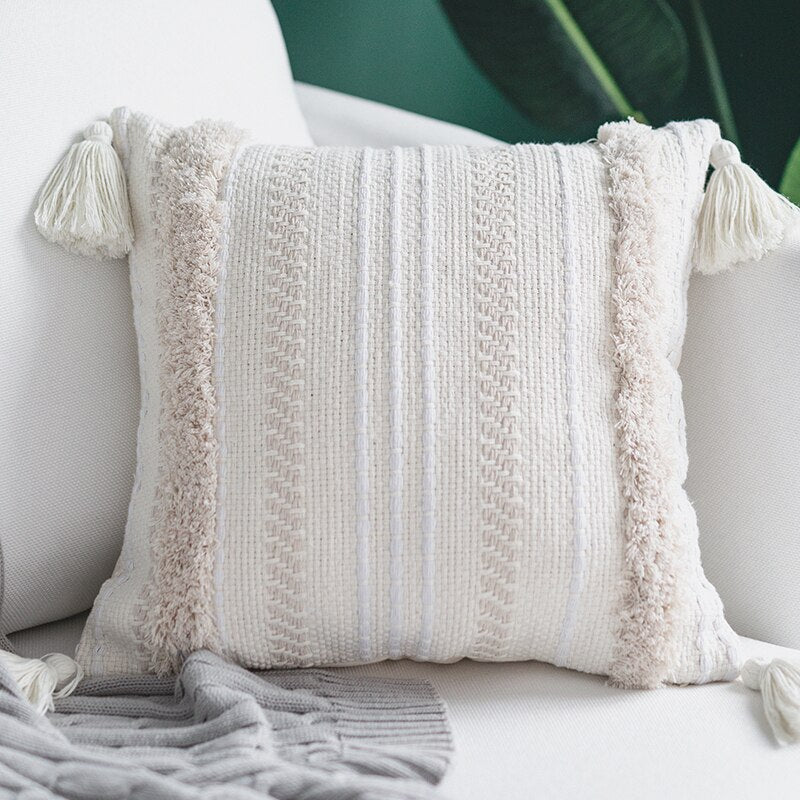 Moroccan Style Woven Tassel Pillow