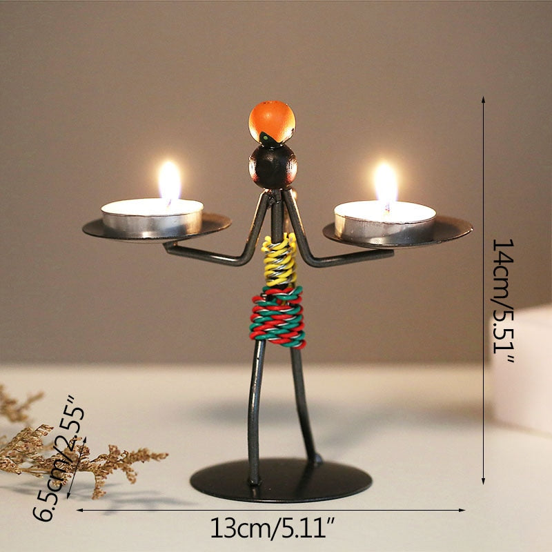 Strongwell Nordic Metal Candlestick Abstract Character Sculpture Candle Holder Decor Handmade Figurines Home Decoration Art Gift